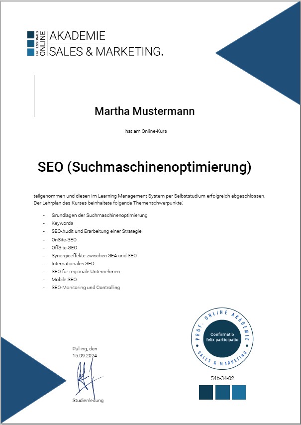 Weiterbildung SEO online. SEO Manager Weiterbildung.